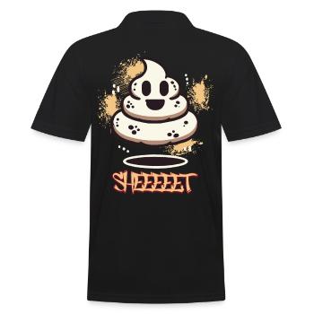 Funny Poop Pile Ghost Halloween Poop - Men's Polo Shirt - black - Back - Kai (181cm)