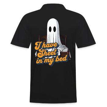 Halloween Sheet In Bed Funny Saying - Men's Polo Shirt - black - Back - Kai (181cm)