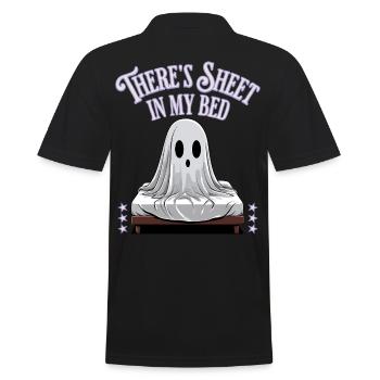Halloween Sheet In Bed Funny Saying - Men's Polo Shirt - black - Back - Kai (181cm)