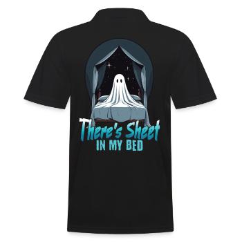 Halloween Sheet In Bed Funny Saying - Men's Polo Shirt - black - Back - Kai (181cm)