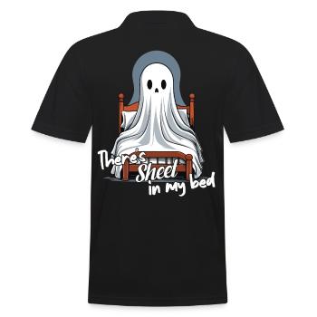 Halloween Sheet In Bed Funny Saying - Men's Polo Shirt - black - Back - Kai (181cm)