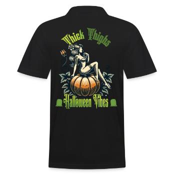 Funny Halloween Thick Thighs Vibes - Men's Polo Shirt - black - Back - Kai (181cm)
