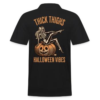 Lustiges Halloween Thick Thighs Halloween Vibes - Männer Poloshirt - Schwarz - Hinten - Kai (181cm)