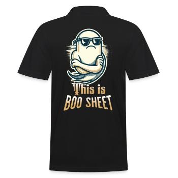 Funny Halloween Ghost With Boo Sheet Text - Men's Polo Shirt - black - Back - Kai (181cm)