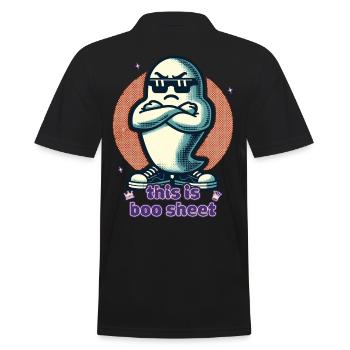 Funny Halloween Ghost Boo Sheet - Men's Polo Shirt - black - Back - Kai (181cm)