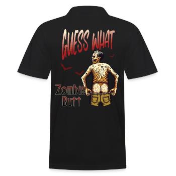 Halloween Fun: Guess What Zombie Butt - Men's Polo Shirt - black - Back - Kai (181cm)