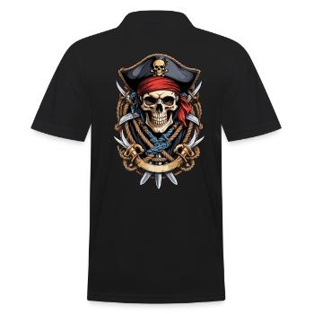 Funny Pirate Outfit Jolly Roger Design - Men's Polo Shirt - black - Back - Kai (181cm)