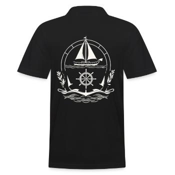 Sailing Adventure Captain Explorer Design - Men's Polo Shirt - black - Back - Kai (181cm)