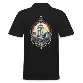 Entdecke Die Freiheit Auf Hoher See - Männer Poloshirt - Schwarz - Hinten - Kai (181cm)