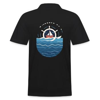 Kapitän Auf Hoher See Mit Bootsmotiv - Männer Poloshirt - Schwarz - Hinten - Kai (181cm)