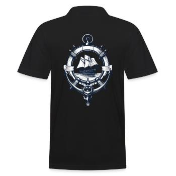Captain Steering Wheel Anchor Sailboat Adventure - Men's Polo Shirt - black - Back - Kai (181cm)
