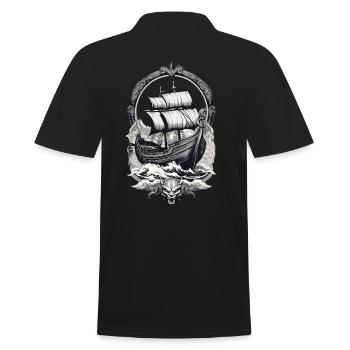 Abenteuerliche Wikinger Reise Auf Hoher See - Männer Poloshirt - Schwarz - Hinten - Kai (181cm)