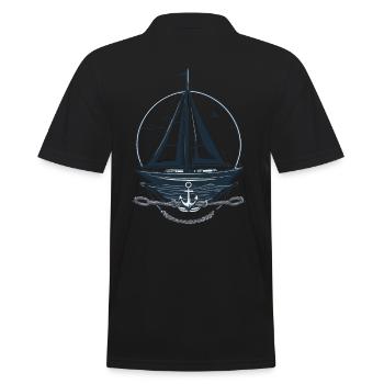 Voilier nautique motif aventure - Polo Homme - noir - Dos - Kai (181cm)