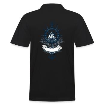 Captain Steering Wheel Anchor Sailboat Adventure - Men's Polo Shirt - black - Back - Kai (181cm)
