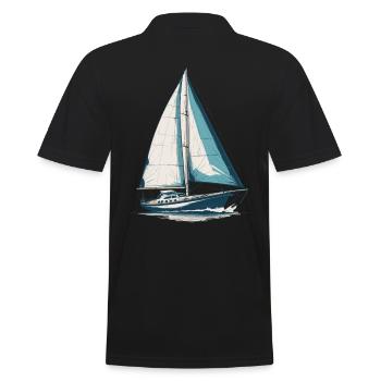 Elegante Segelyacht Für Segelliebhaber - Männer Poloshirt - Schwarz - Hinten - Kai (181cm)