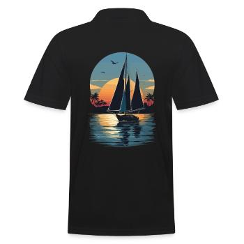 Voile au coucher du soleil - Polo Homme - noir - Dos - Kai (181cm)