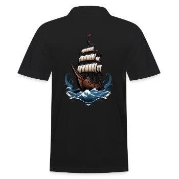 Majestätisches Segelschiff Auf Hoher See - Männer Poloshirt - Schwarz - Hinten - Kai (181cm)