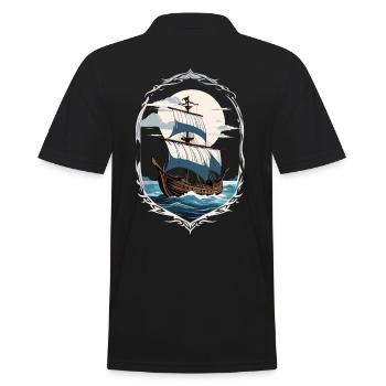 Abenteuerliches Segelschiff Motiv - Männer Poloshirt - Schwarz - Hinten - Kai (181cm)