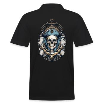 Piratenflaggen Skull Jolly Roger Pirat Kostüm - Männer Poloshirt - Schwarz - Hinten - Kai (181cm)