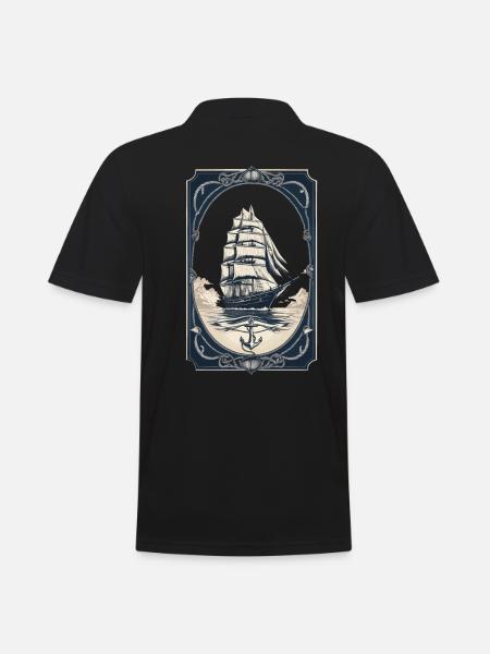Maritime Sailing Ship Adventure Romance - Men's Polo Shirt - black