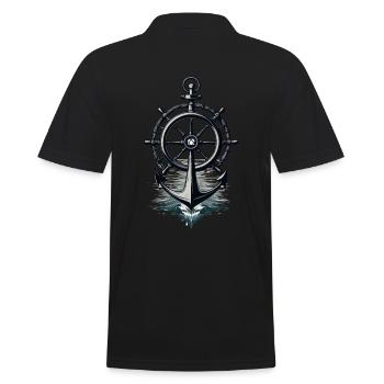 Captain Steering Wheel Anchor Sailboat Adventure - Men's Polo Shirt - black - Back - Kai (181cm)