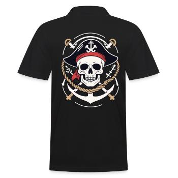 Funny Pirate Outfit Jolly Roger Design - Men's Polo Shirt - black - Back - Kai (181cm)
