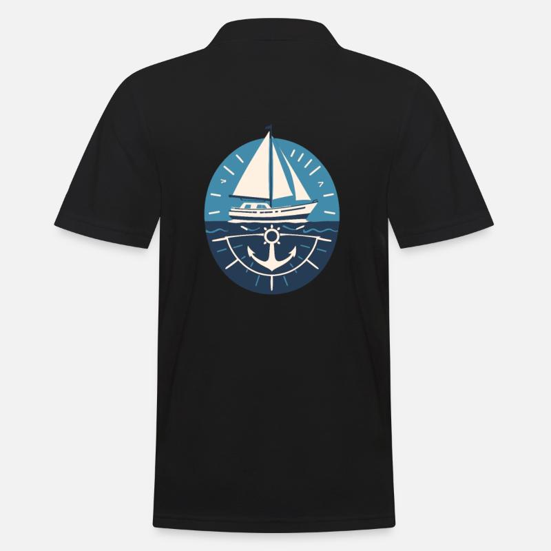 äSegelboot Mit Anker Und Meer - Männer Poloshirt - Schwarz