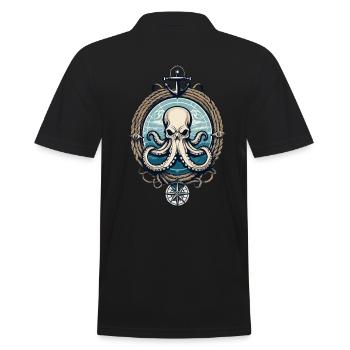 Octopus Sea Monster Hobby Fisherman Seafarer - Men's Polo Shirt - black - Back - Kai (181cm)