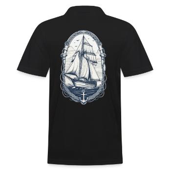 Elegante Segelschiff Abenteuer Motiv - Männer Poloshirt - Schwarz - Hinten - Kai (181cm)