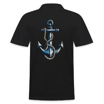 Ancre Vintage Design Hobby Pêcheur Marin - Polo Homme - noir - Dos - Kai (181cm)