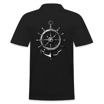 Maritime steering wheel and anchor symbol - Men's Polo Shirt - black - Back - Kai (181cm)