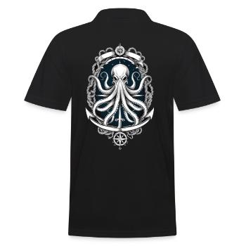 Octopus Sea Monster Sailboat Sea Lover - Men's Polo Shirt - black - Back - Kai (181cm)