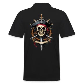 Piratenflaggen Skull Jolly Roger Pirat Kostüm - Männer Poloshirt - Schwarz - Hinten - Kai (181cm)