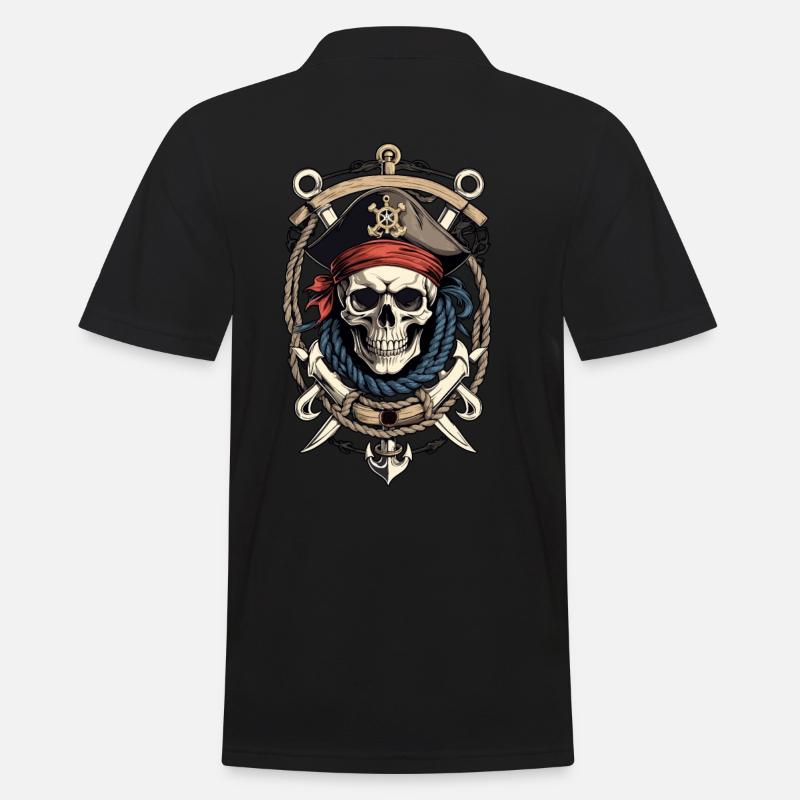 Drapeaux de pirate crâne Jolly Roger costume de pirate - Polo Homme - noir
