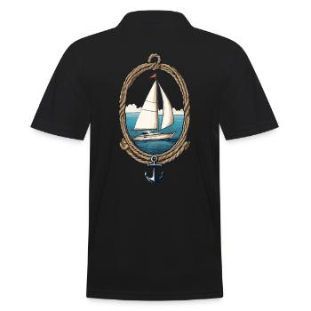 Aventure maritime en voilier au bord de la mer - Polo Homme - noir - Dos - Kai (181cm)