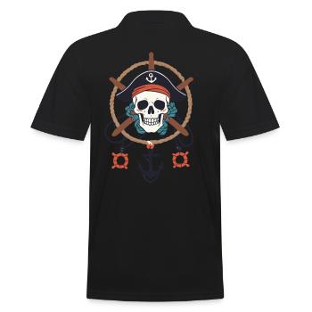 Lustiges Piraten Outfit Jolly Roger Design - Männer Poloshirt - Schwarz - Hinten - Kai (181cm)
