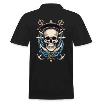 Pirate Costume Design Pirate Flag Jolly Roger - Men's Polo Shirt - black - Back - Kai (181cm)