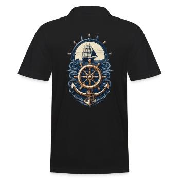 Nautical Adventure Sailing Ship Compass - Men's Polo Shirt - black - Back - Kai (181cm)