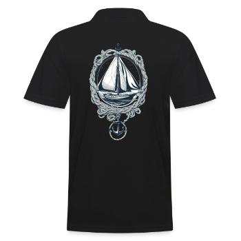 Elegantes Segelboot Mit Anker - Männer Poloshirt - Schwarz - Hinten - Kai (181cm)