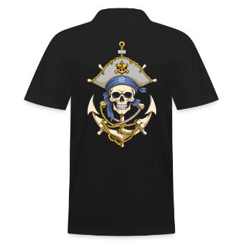 Lustiges Piraten Outfit Jolly Roger Design - Männer Poloshirt - Schwarz - Hinten - Kai (181cm)