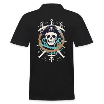 Funny Pirate Outfit Jolly Roger Design - Men's Polo Shirt - black - Back - Kai (181cm)