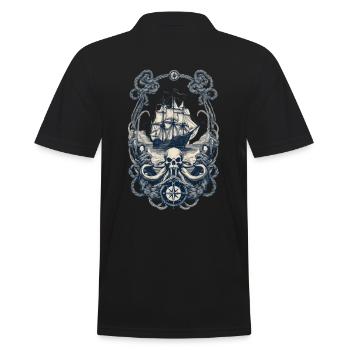 Abenteuer Auf Hoher See Mit Piratenschiff - Männer Poloshirt - Schwarz - Hinten - Kai (181cm)
