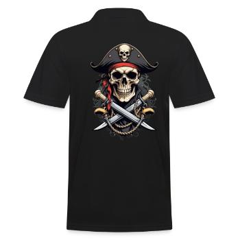 Piraten Kostüm Design Piratenflagge Jolly Roger - Männer Poloshirt - Schwarz - Hinten - Kai (181cm)