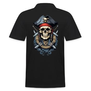 Piraten Kostüm Design Piratenflagge Jolly Roger - Männer Poloshirt - Schwarz - Hinten - Kai (181cm)