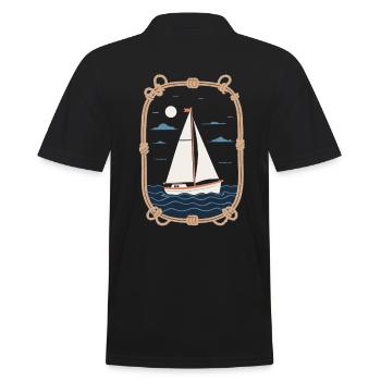 Sailboat Adventure By The Sea Night - Men's Polo Shirt - black - Back - Kai (181cm)