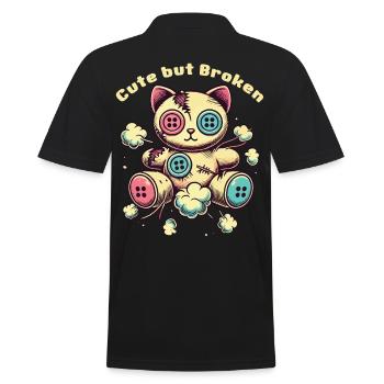 Mental Psychopath Cute But Broken Cat - Men's Polo Shirt - black - Back - Kai (181cm)