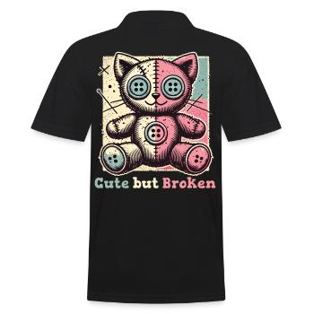 Mental Psychopath Cute But Broken Statement - Men's Polo Shirt - black - Back - Kai (181cm)