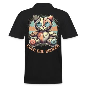 Mental Psychopath Cute But Broken Cat - Men's Polo Shirt - black - Back - Kai (181cm)