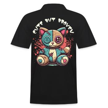 Mental Psychopath Cute But Broken Cat - Men's Polo Shirt - black - Back - Kai (181cm)