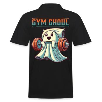 Gym Ghoul Funny Fitness Ghost Illustration - Men's Polo Shirt - black - Back - Kai (181cm)